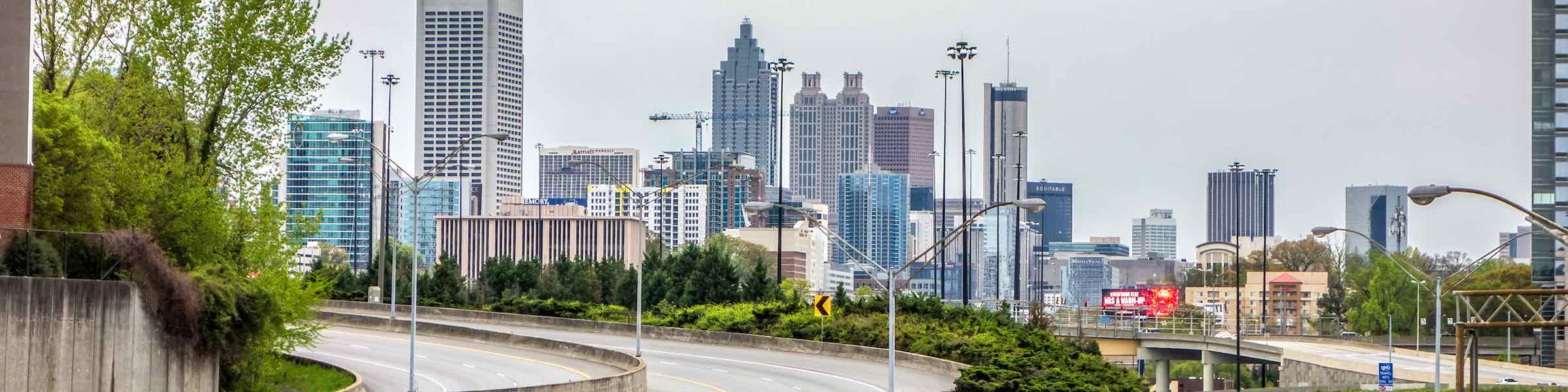 Skyscrapers and traffic in Atlanta, GA.