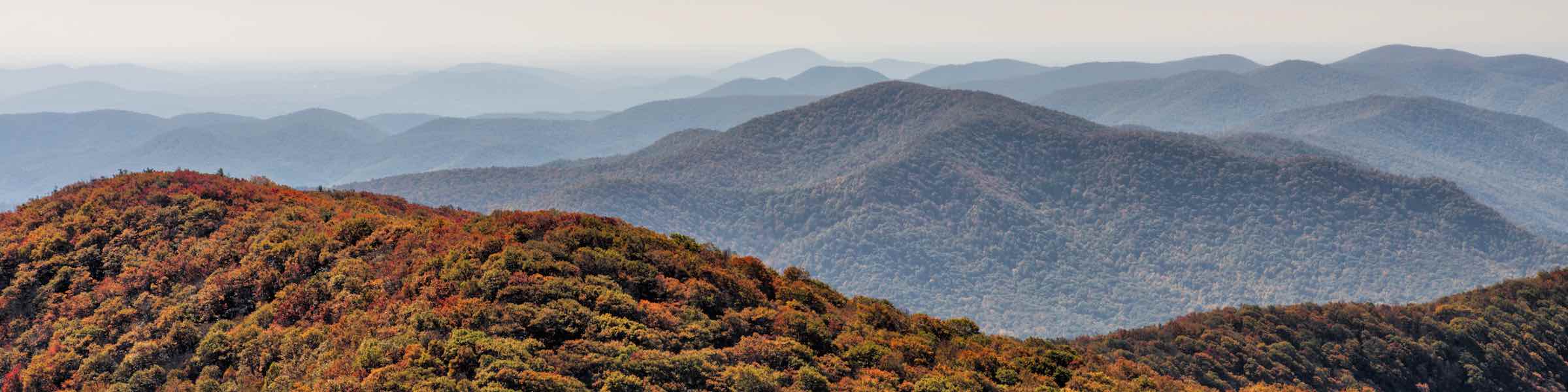 Fall colors in the North Georgia mountains, as seen from Brasstown Bald.