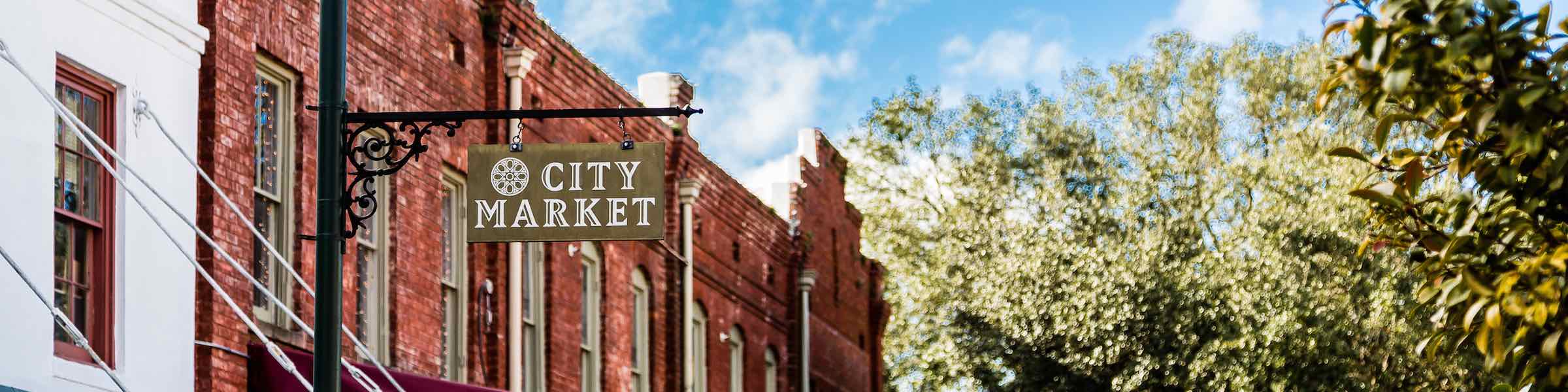 Sign marking Savannah's City Market, between Ellis and Franklin squares.