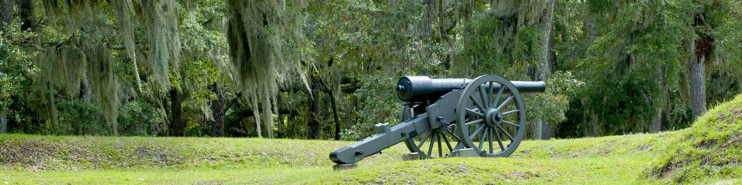 Historic cannon and earthworks at Fort McAllister, Richmond Hill, GA.