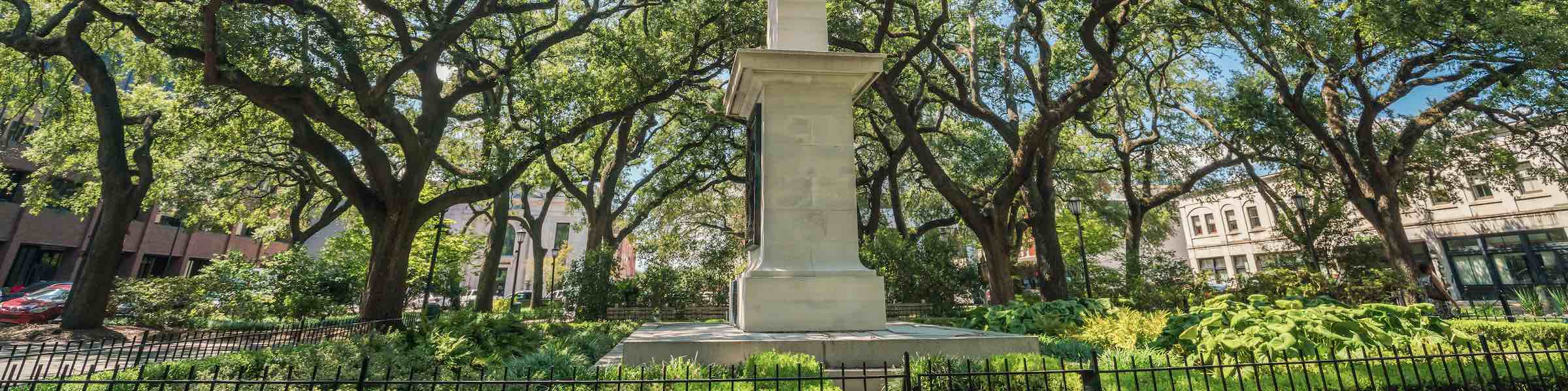 The Greene Monument in Johnson Square, Savannah, GA.
