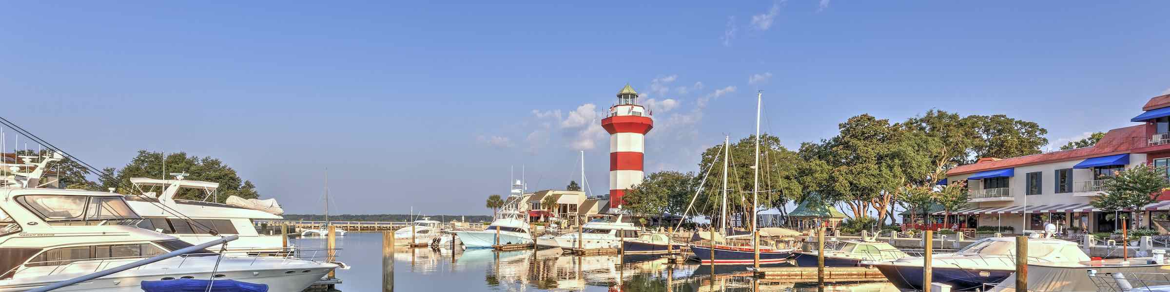 Harbour Town Lighthouse and marina at Hilton Head Island, SC.