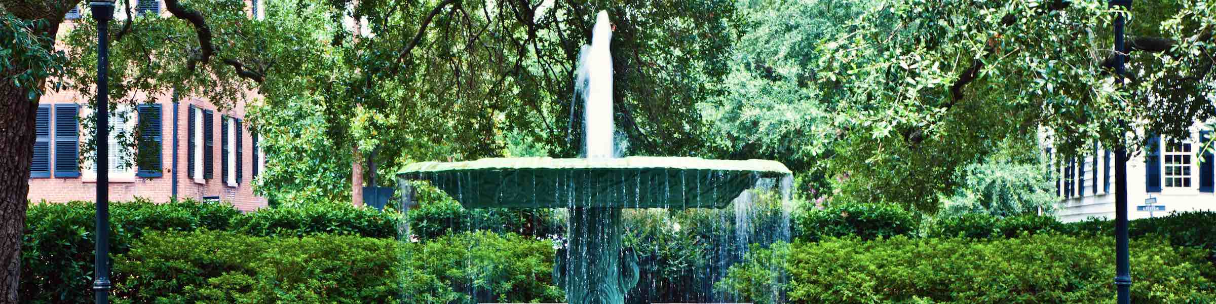 The Wormsloe Fountain in Columbia Square, Savannah, GA.